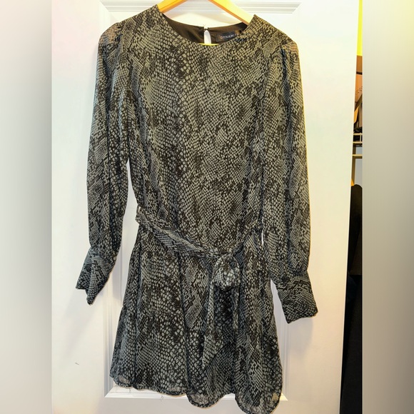 Green and black dress dynamite size 6 with tie belt. Worn once. - Picture 1 of 4